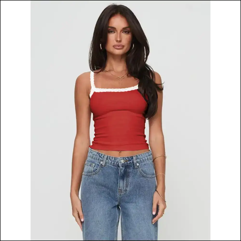 Lace Detail Cropped Cami - Tank Tops on Sale Worldwide Shipping