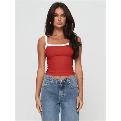 Lace Detail Cropped Cami - Tank Tops on Sale Worldwide Shipping
