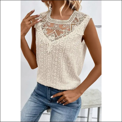 Lace Detail Eyelet Tank Top - Tops on Sale Worldwide Shipping