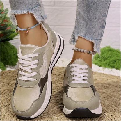 Lace Up Contrast Round Toe Athletic Shoes - Khaki / 41(us10) - on Sale Worldwide Shipping