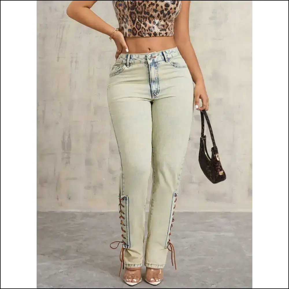 Lace-up High Rise Jeans: for when you Need a Little Lift in Life! 😂👖 - Jeans on Sale Worldwide Shipping