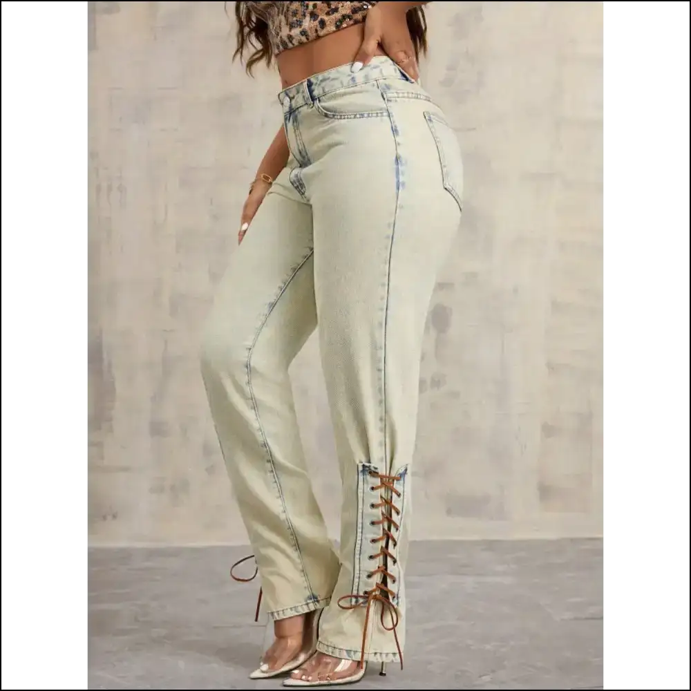 Lace-up High Rise Jeans: for when you Need a Little Lift in Life! 😂👖 - Jeans on Sale Worldwide Shipping