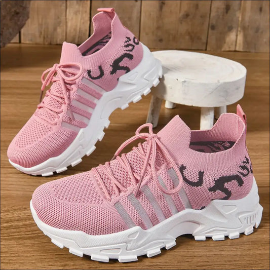 Lace Up Mesh Breathable Athletic Shoes - Pink / 36(us5) - on Sale Worldwide Shipping