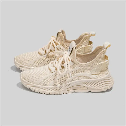 Lace-up Mesh Platform Athletic Shoes for Women - Beige / 35(us4) - on Sale Worldwide Shipping