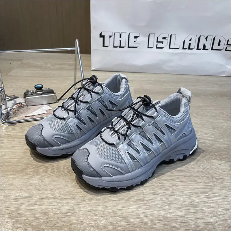 Lace-up Mesh Platform Athletic Shoes - Gray / 35(us4) - on Sale Worldwide Shipping