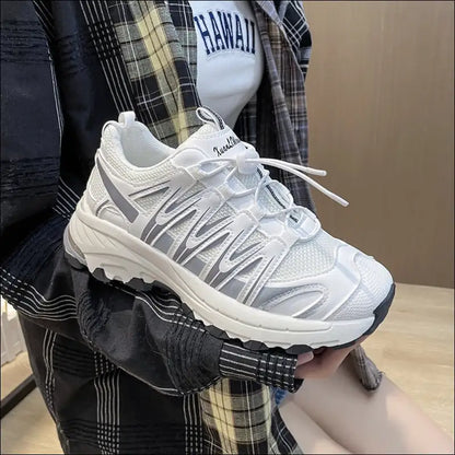 Lace-up Mesh Platform Athletic Shoes - on Sale Worldwide Shipping