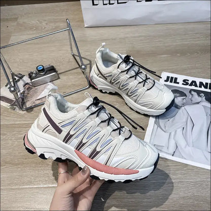 Lace-up Mesh Platform Athletic Shoes - White / 35(us4) - on Sale Worldwide Shipping