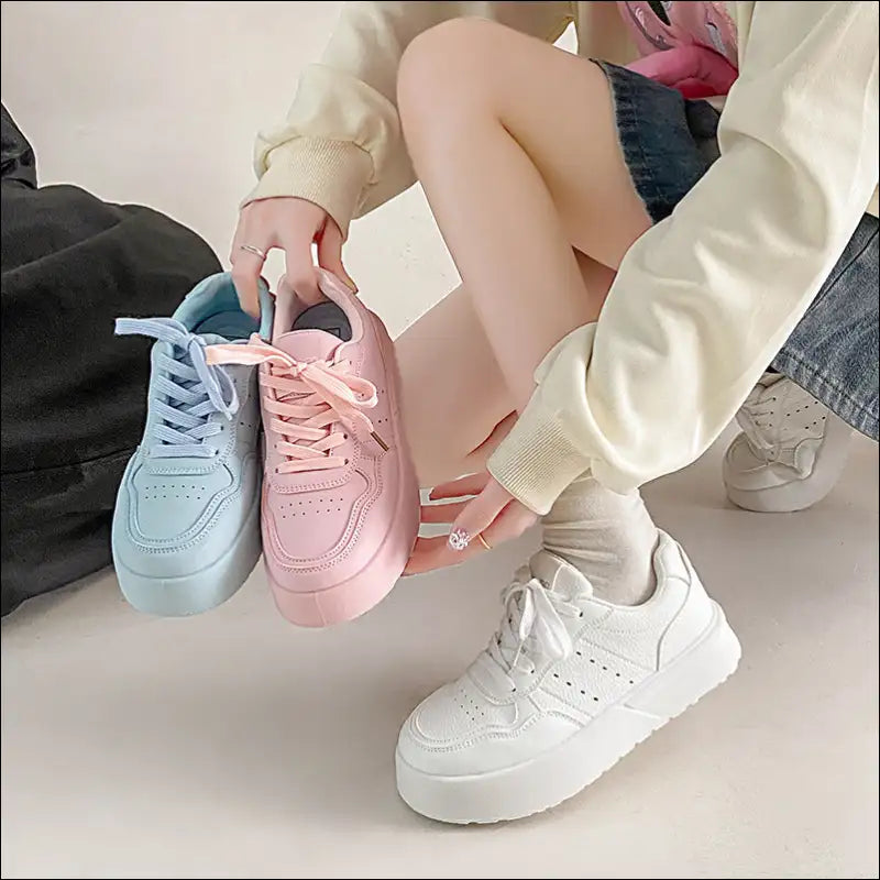 Lace Up Platform Athletic Sneakers - Elevate your Style! - Shoes on Sale Worldwide Shipping