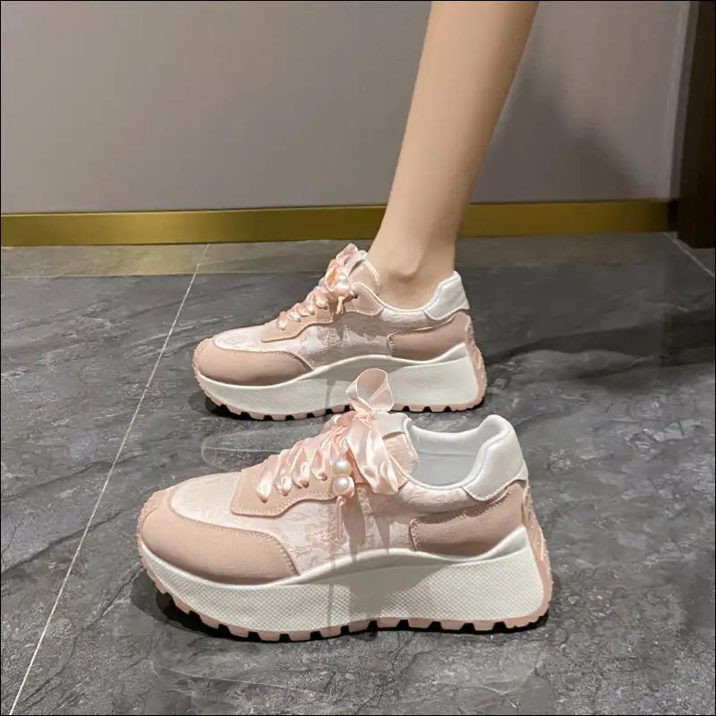 Lace Up Platform Athletic Sneakers - Shoes on Sale Worldwide Shipping