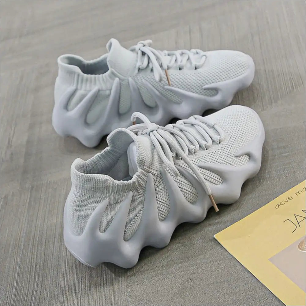 Lace Up Round Toe Mesh Athletic Sneakers - Gray / 41(us10) - Shoes on Sale Worldwide Shipping