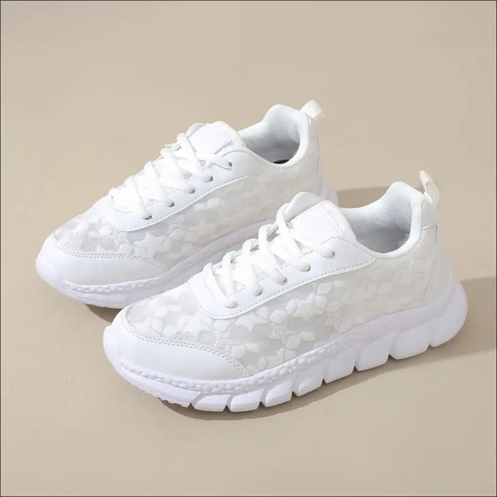 Lace Up Round Toe Star Mesh Athletic Shoes - on Sale Worldwide Shipping