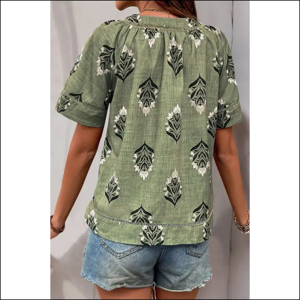 Laurel Green Floral: Needful Things’ Oops I’m Fabulous’ Top 🍀 - Blouses on Sale Worldwide Shipping