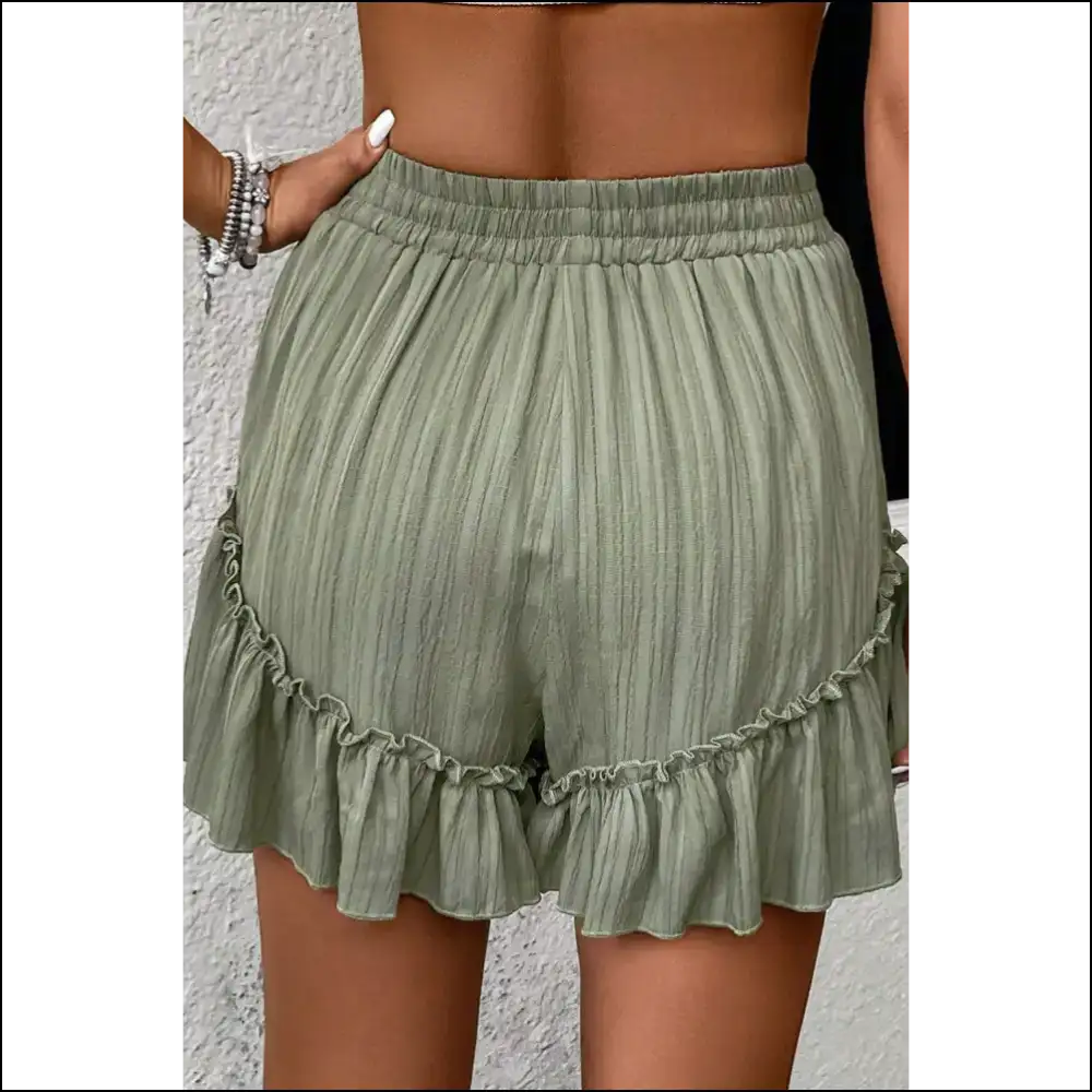 Laurel Green Ruffle Hem Shorts: Tie Waist? More Like Tie-tanic 🚢 - Shorts on Sale Worldwide Shipping