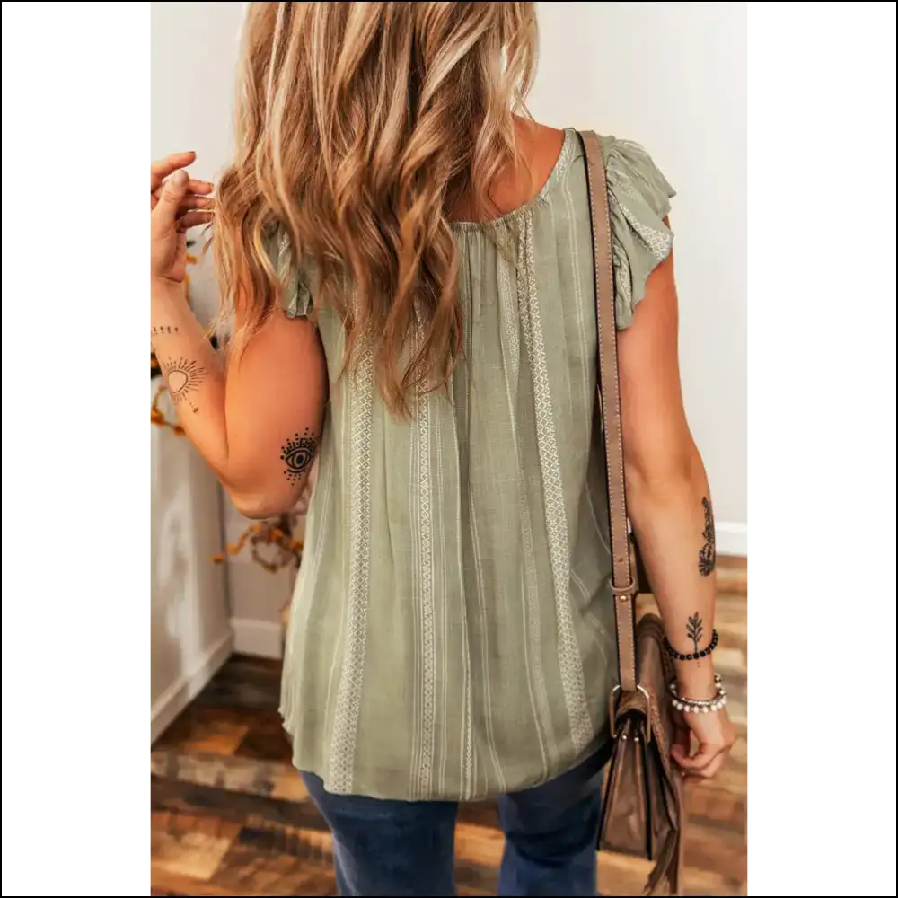 Laurel Green Stripe: Hugs that Hide your Armpits 🤫 - Sleeveless Shirts Tank Tops on Sale Worldwide Shipping
