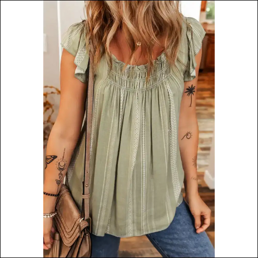 Laurel Green Stripe: Hugs that Hide your Armpits 🤫 - s - Sleeveless Shirts Tank Tops on Sale Worldwide Shipping