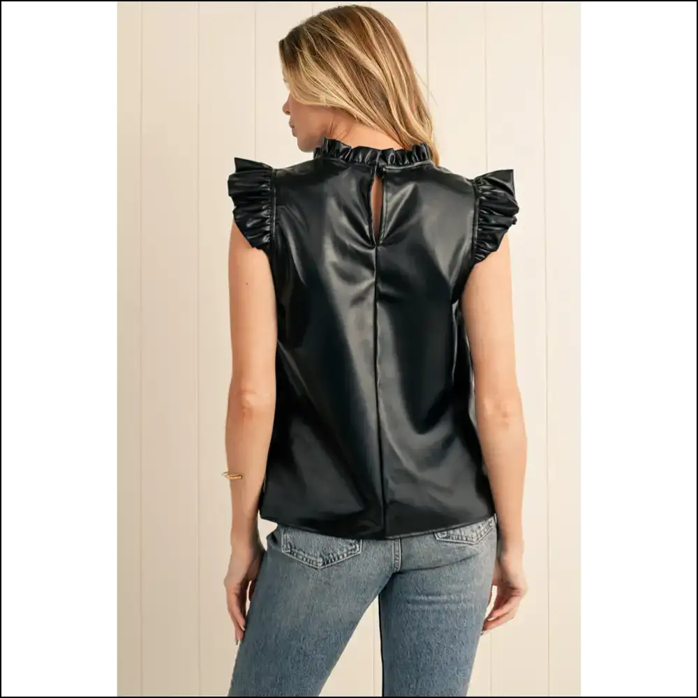 Leather Ruffle Blouse: so Chic it Hurts (needful Things) 🖤 - Blouses on Sale Worldwide Shipping