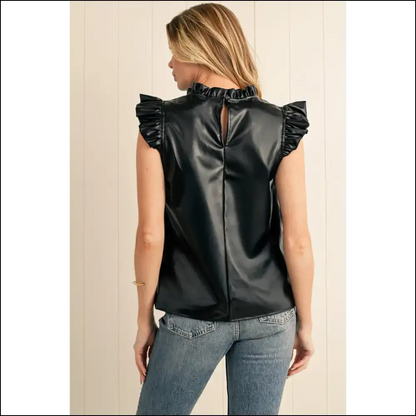 Leather Ruffle Blouse: so Chic it Hurts (needful Things) 🖤 - Blouses on Sale Worldwide Shipping