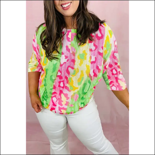 Leopard Color Block: Roar or Go Home Needful Things! 🐆 - Multicolour / 1x - Plus Size Tops on Sale Worldwide Shipping