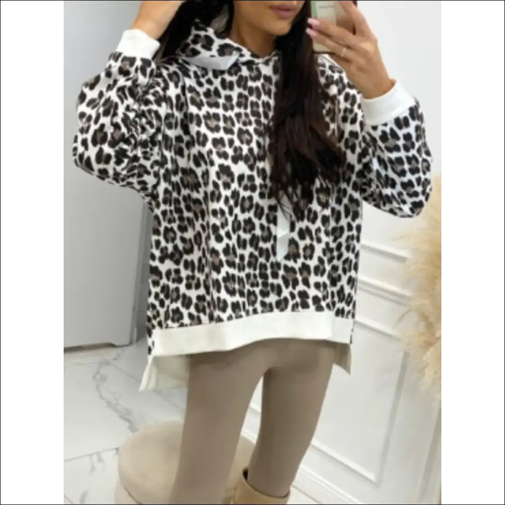 Leopard Dropped Shoulder Hoodie - Hoodies Sweatshirts & on Sale Worldwide Shipping