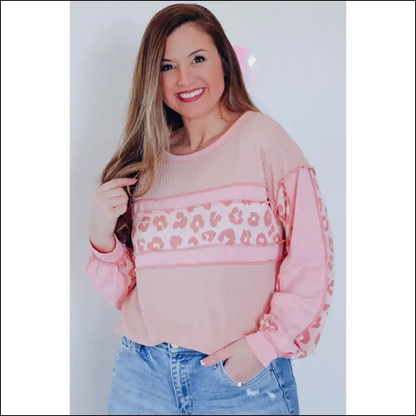 Leopard Exposed Seam Blouse - Blouses on Sale Worldwide Shipping