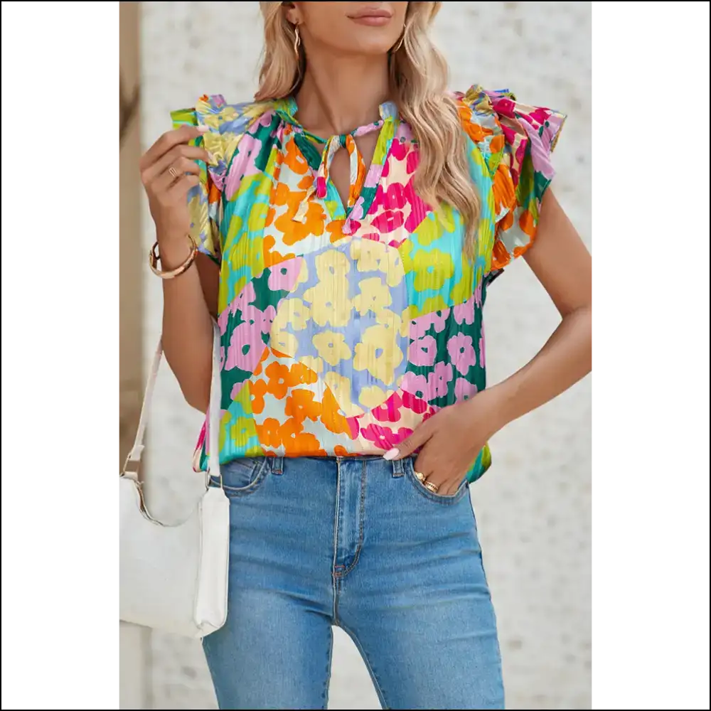 Leopard Flutter Sleeve: so Badass it Roars 🐆 Needful Things. Multicolour - s - Blouses on Sale Worldwide Shipping