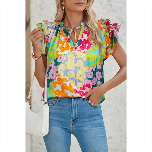 Leopard Flutter Sleeve: so Badass it Roars 🐆 Needful Things. Multicolour - s - Blouses on Sale Worldwide Shipping