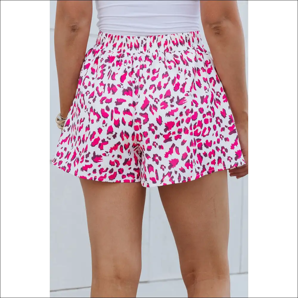 Leopard Print Elastic Waist Shorts - Fiercely Fashionable! - on Sale Worldwide Shipping