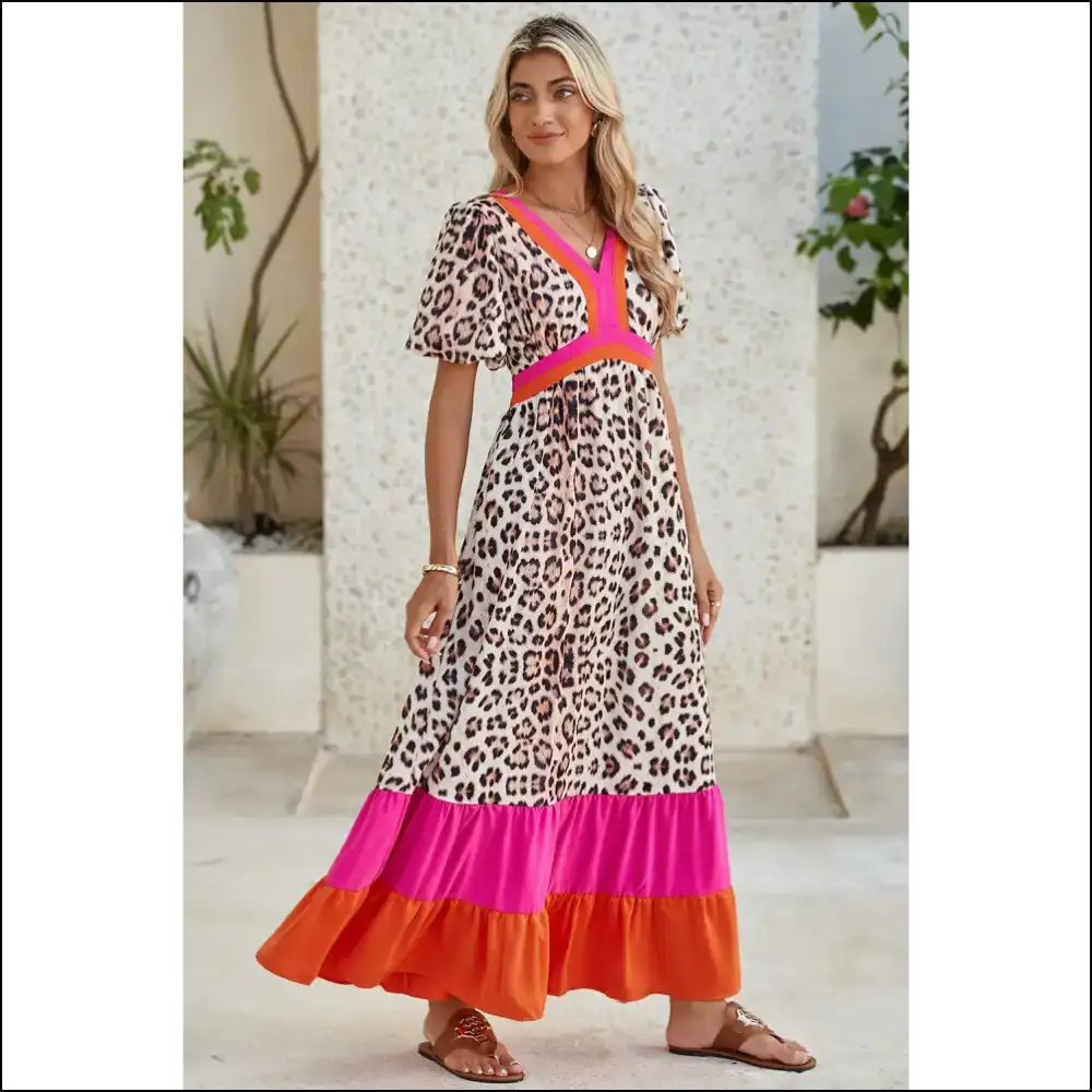Leopard Print Maxi Dress: so Bright Pink it Roars! 🐆💖 - Dresses on Sale Worldwide Shipping