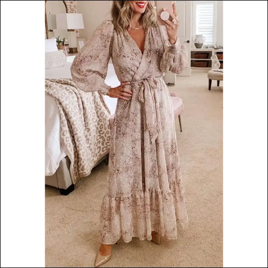 Leopard Surplice v Neck Maxi Dress: Hear me Roar 🐆 Needful Things - s - Dresses on Sale Worldwide Shipping