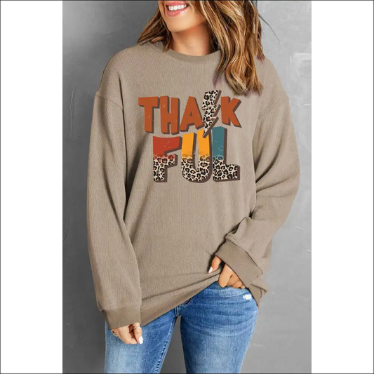 Chic Letter Graphic Long Sleeve Sweatshirt - Camel / s - Sweatshirts & Hoodies on Sale Worldwide Shipping