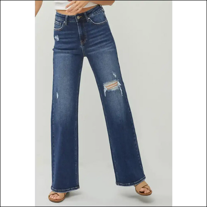 Level Up your Rebel Style with High Rise Distressed Wide Leg Jeans 😂👖 - on Sale Worldwide Shipping