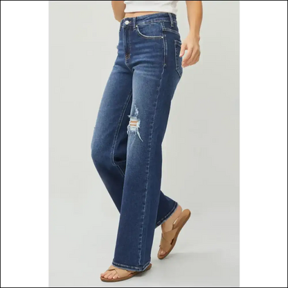 Level Up your Rebel Style with High Rise Distressed Wide Leg Jeans 😂👖 - on Sale Worldwide Shipping