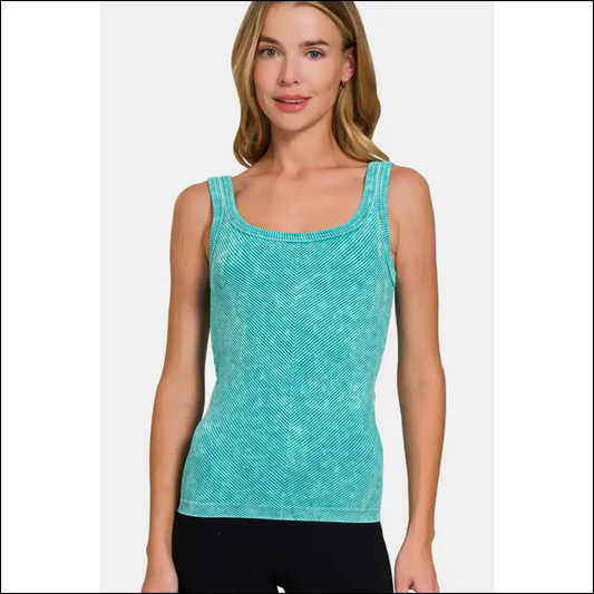 Life’s too Short for Boring Tops: Get your Chic Ribbed Scoop Neck Now! 😄 - Teal / S/m - Tank Tops on Sale Worldwide Shipping