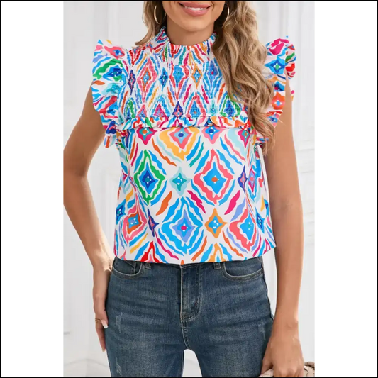 Light Blue Geometric Blouse you Needful Thing - s - Blouses on Sale Worldwide Shipping