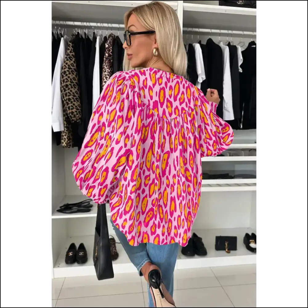 Light French Beige Leopard Print Blouse Roar-some Fashion - Blouses on Sale Worldwide Shipping