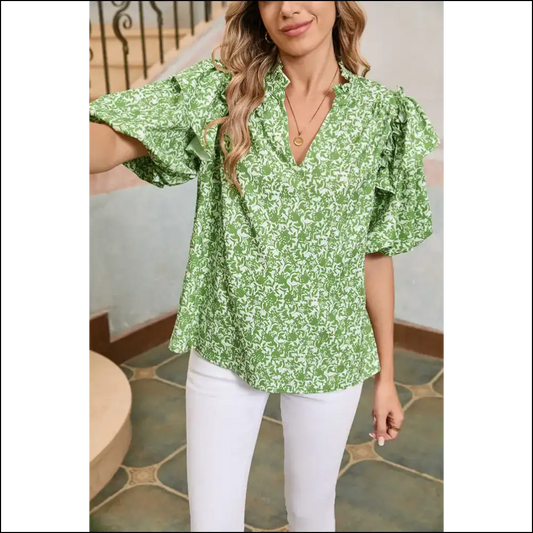 Light Green Floral Blouse Goddess Getup - s - Blouses on Sale Worldwide Shipping