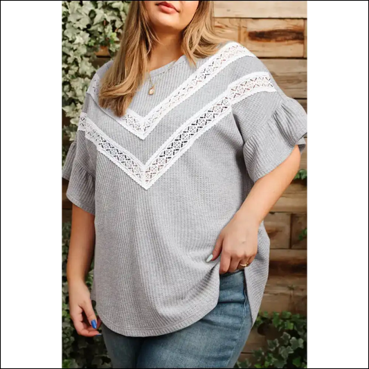 Light Grey Lace: Turning Heads (needful Things) 😈 - 1x - Plus Size Tops on Sale Worldwide Shipping