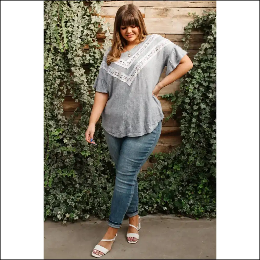 Light Grey Lace: Turning Heads (needful Things) 😈 - Plus Size Tops on Sale Worldwide Shipping