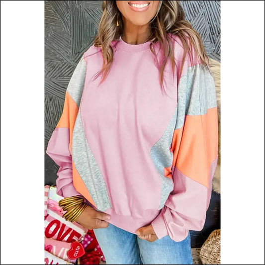 Light Pink Color Block Batwing Sleeve: so Cozy It’s Batty! 🦇 Needful Things - s - Sweatshirts & Hoodies on Sale Worldwide Shipping