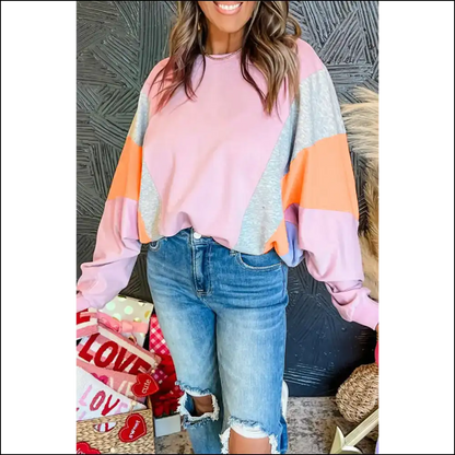 Light Pink Color Block Batwing Sleeve: so Cozy It’s Batty! 🦇 Needful Things - Sweatshirts & Hoodies on Sale Worldwide Shipping