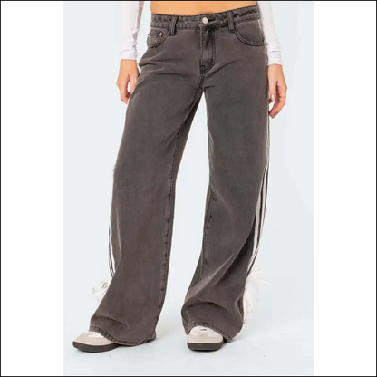 Loose Fit Jeans: Embrace Comfort and Stripes with Serious Sass! 😂 - Mocha / s - Jeans on Sale Worldwide Shipping