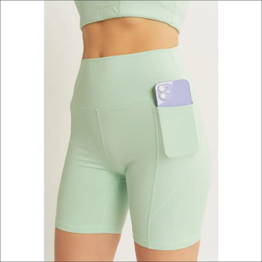Love Tree High Waist Active Shorts - Trendy & Chic - Moss / s - on Sale Worldwide Shipping