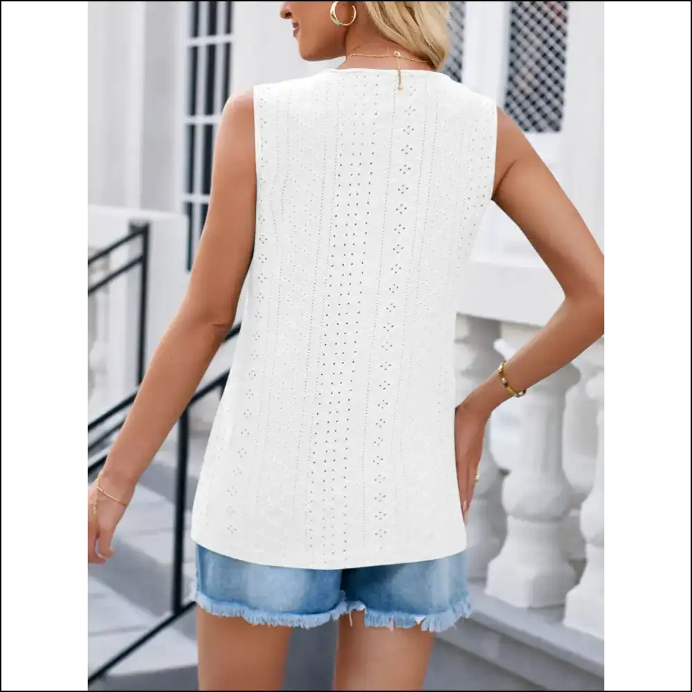 Lovelet Eyelet V-neck Tank: Embrace your Inner Goddess - Tank Tops on Sale Worldwide Shipping