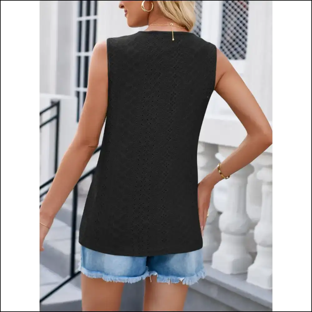 Lovelet Eyelet V-neck Tank: Embrace your Inner Goddess - Tank Tops on Sale Worldwide Shipping