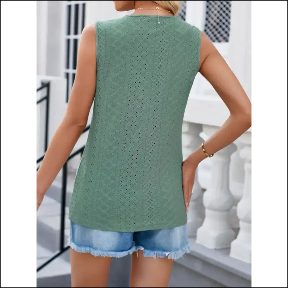 Lovelet Eyelet V-neck Tank: Embrace your Inner Goddess - Tank Tops on Sale Worldwide Shipping