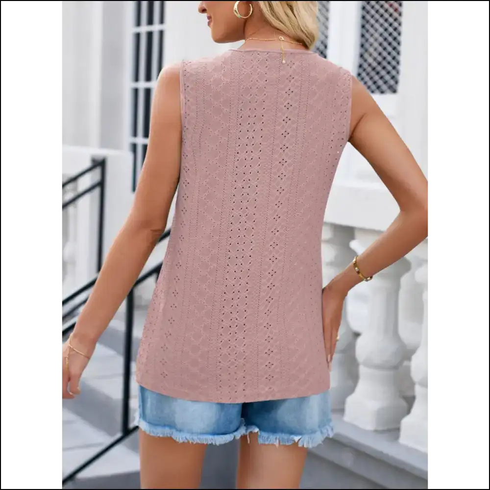 Lovelet Eyelet V-neck Tank: Embrace your Inner Goddess - Tank Tops on Sale Worldwide Shipping