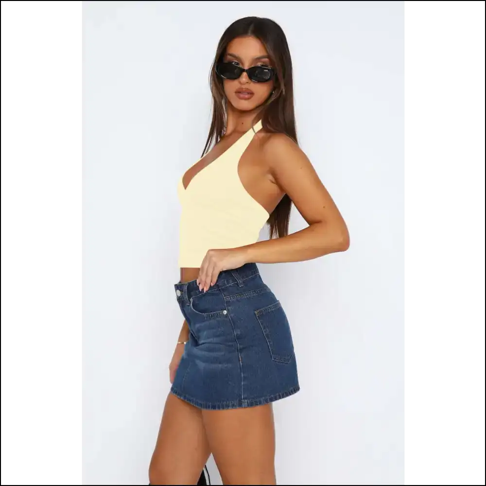 Lovelet Halter Neck Cropped Slim Cami - Tank Tops on Sale Worldwide Shipping