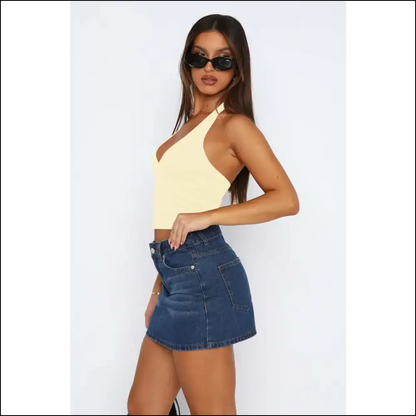 Lovelet Halter Neck Cropped Slim Cami - Tank Tops on Sale Worldwide Shipping
