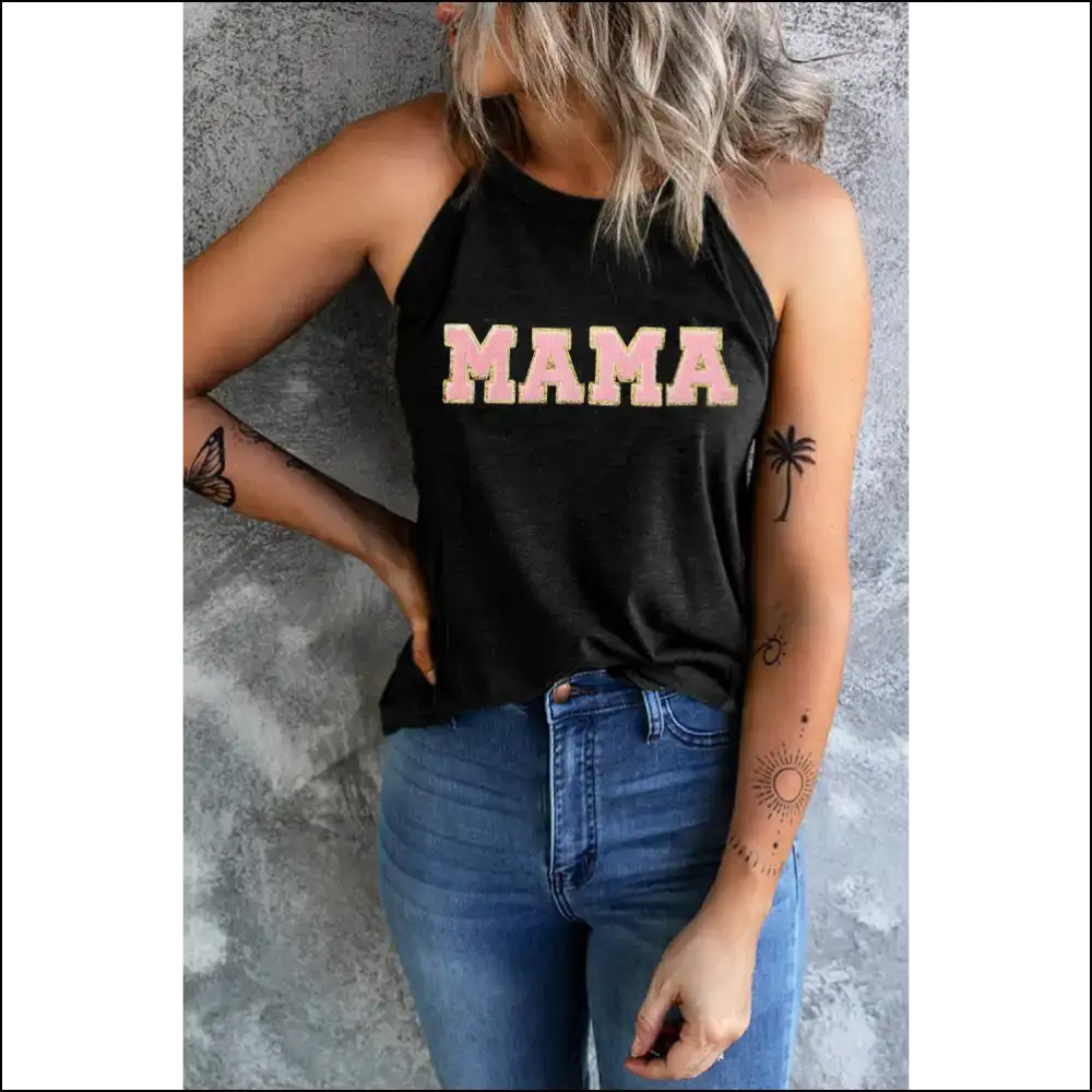 Mama Chic Round Neck Tank: Dress Like you Care but Actually Don’t 😂✨ - Tank Tops on Sale Worldwide Shipping