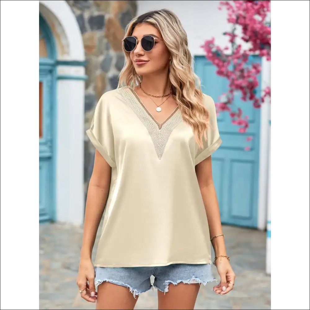 Mandy V-neck Cuffed Blouse - Effortlessly Chic - Mustard / s - Blouses on Sale Worldwide Shipping
